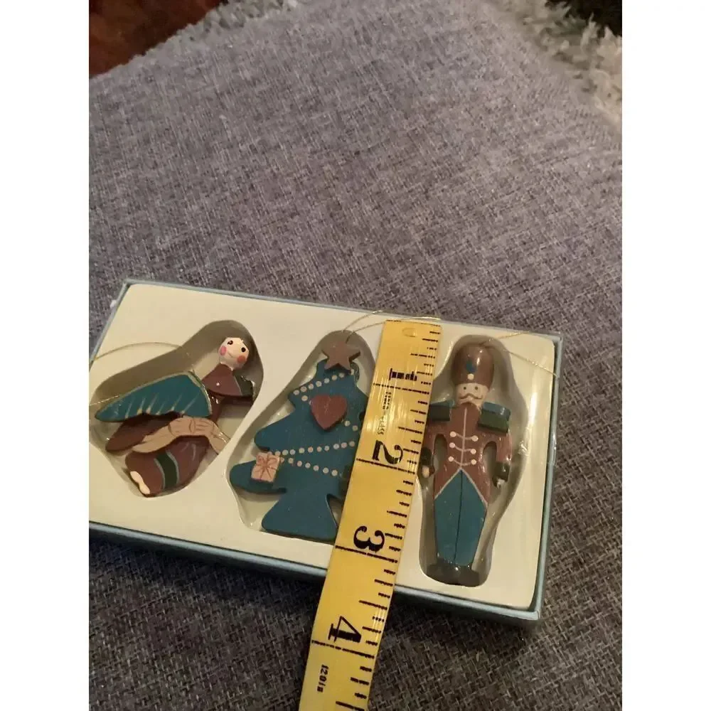 Vintage Victorian Christmas Ornaments Handcrafted/Wooden (set of 3)